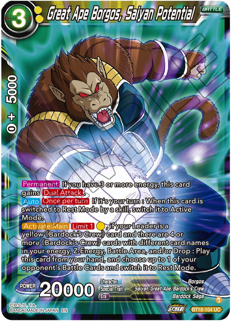 Great Ape Borgos, Saiyan Potential (BT18-104) [Dawn of the Z-Legends] | Devastation Store