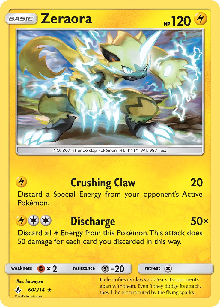 Zeraora (60/214) (Cracked Ice Holo) (Theme Deck Exclusive) [Sun & Moon: Unbroken Bonds] | Devastation Store