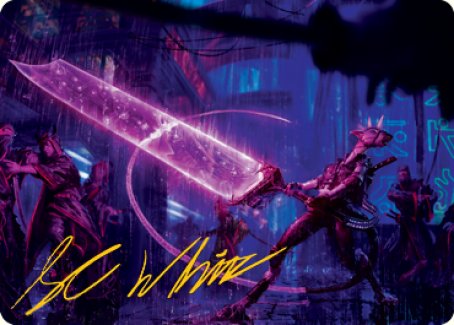 Enormous Energy Blade Art Card (Gold-Stamped Signature) [Kamigawa: Neon Dynasty Art Series] | Devastation Store