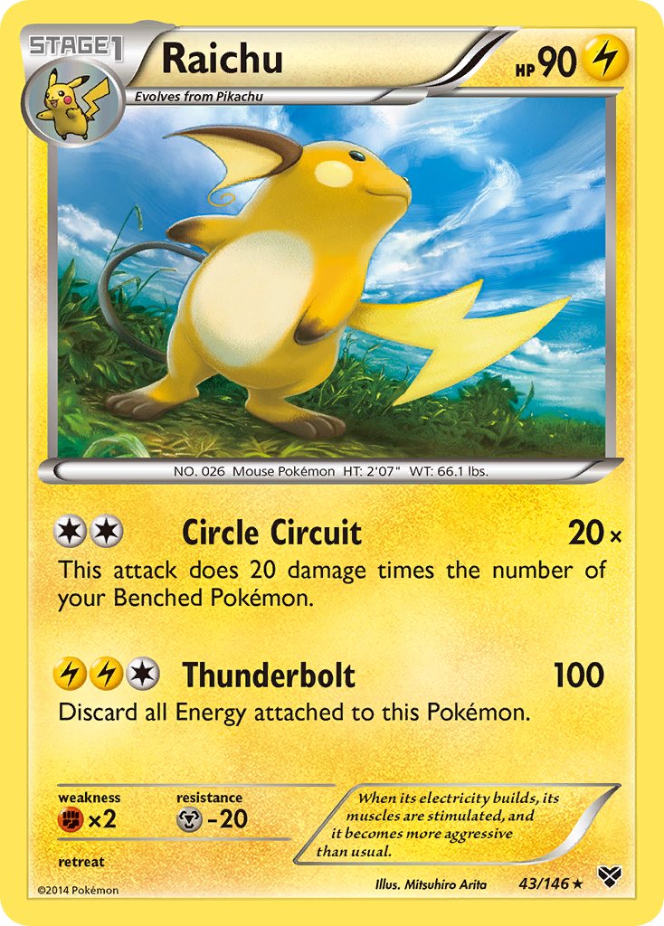 Raichu (43/146) (Battle Arena Deck Exclusive) (Theme Deck Exclusive) [XY: Base Set] | Devastation Store