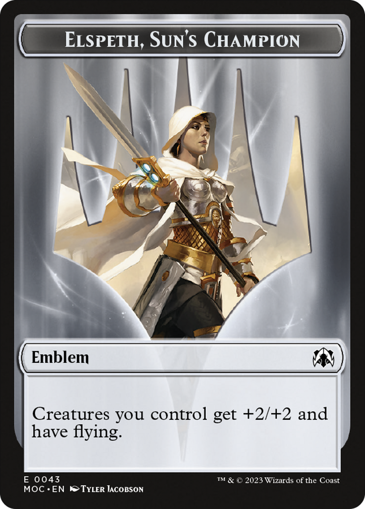 Warrior // Elspeth, Sun's Champion Emblem Double-Sided Token [March of the Machine Commander Tokens] | Devastation Store