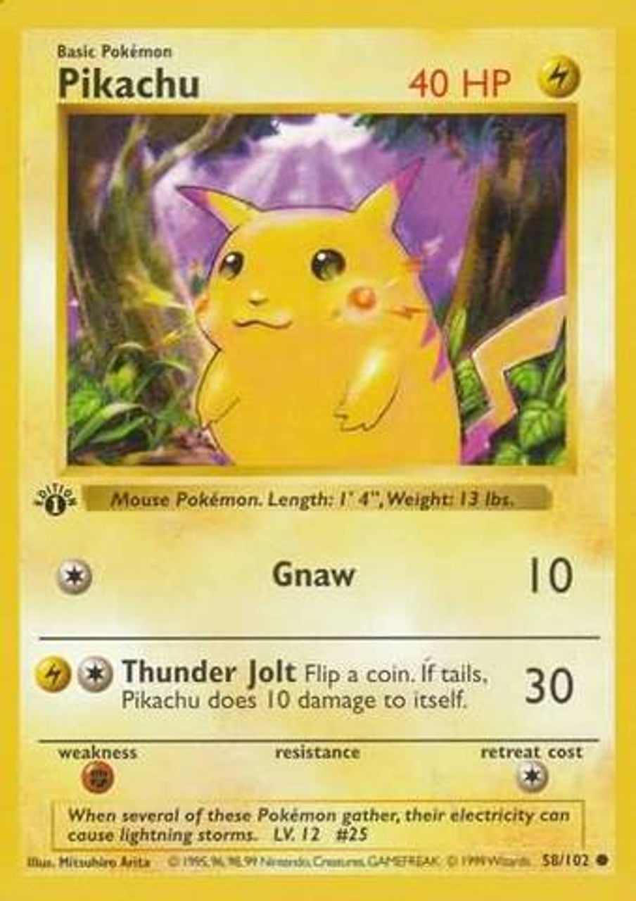 Pikachu (58/102) (Red Cheeks Misprint) [Base Set 1st Edition] | Devastation Store