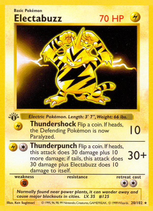 Electabuzz (20/102) (Shadowless) [Base Set 1st Edition] | Devastation Store