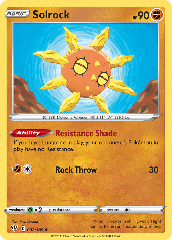 Solrock (092/189) [Sword & Shield: Darkness Ablaze] | Devastation Store