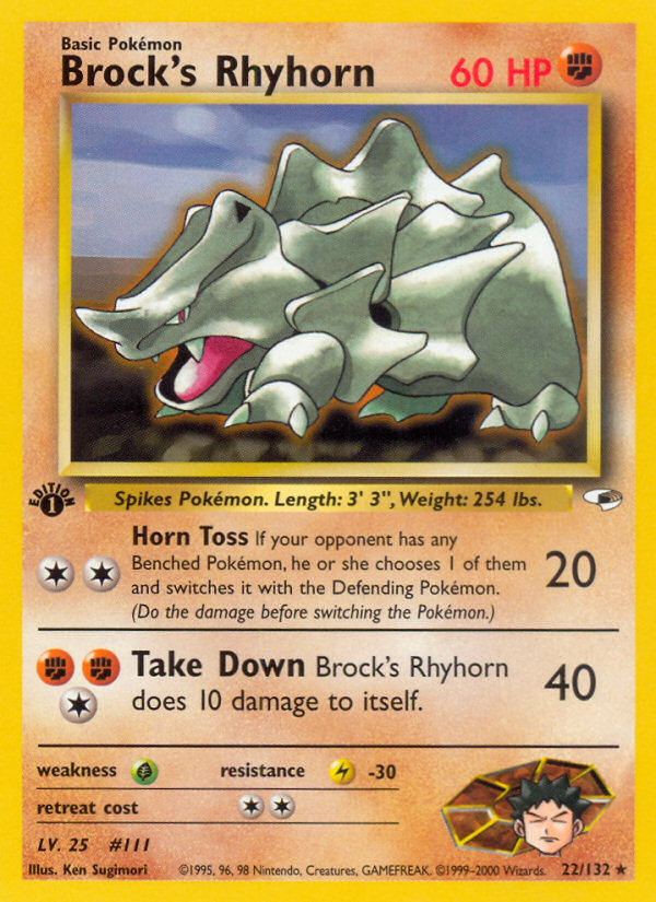 Brock's Rhyhorn (22/132) [Gym Heroes 1st Edition] | Devastation Store