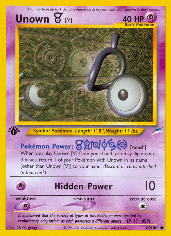 Unown [V] (89/105) [Neo Destiny 1st Edition] | Devastation Store