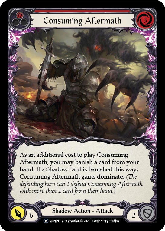 Consuming Aftermath (Red) (Rainbow Foil) [U-MON195-RF] Unlimited Edition Rainbow Foil | Devastation Store