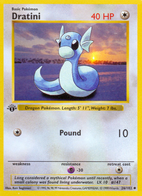 Dratini (26/102) (Shadowless) [Base Set 1st Edition] | Devastation Store