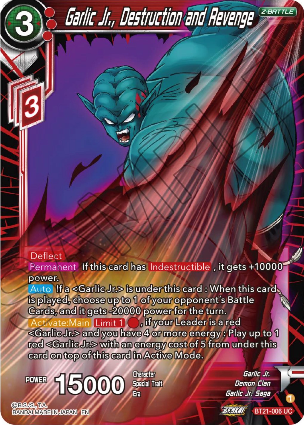 Garlic Jr., Destruction and Revenge (BT21-006) [Wild Resurgence] | Devastation Store