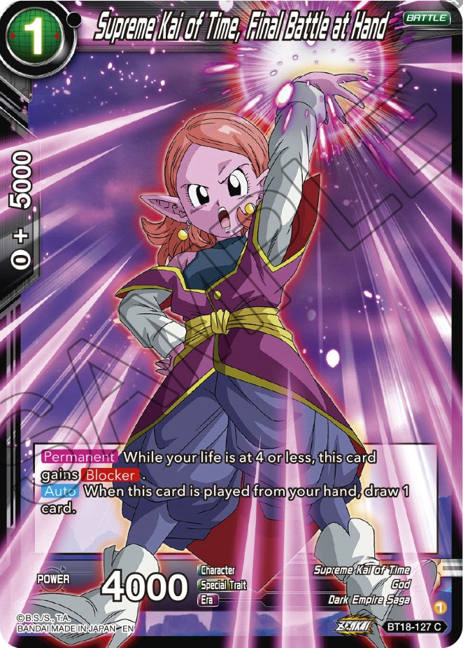 Supreme Kai of Time, Final Battle at Hand (BT18-127) [Dawn of the Z-Legends] | Devastation Store