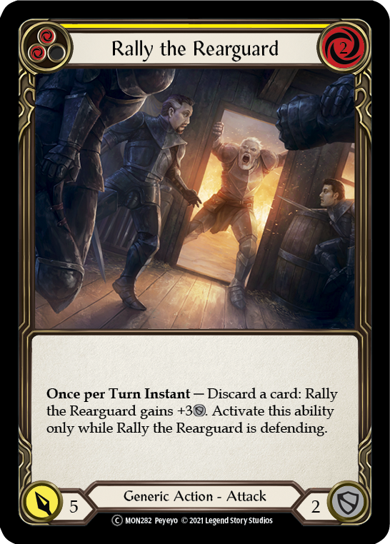 Rally the Rearguard (Yellow) (Rainbow Foil) [U-MON282-RF] Unlimited Edition Rainbow Foil | Devastation Store