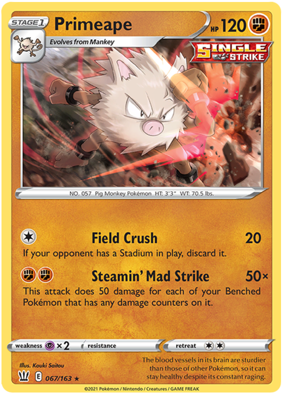 Primeape (067/163) [Sword & Shield: Battle Styles] | Devastation Store