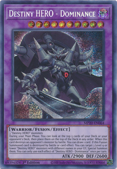 Destiny Hero - Dominance [MP20-EN064] Prismatic Secret Rare | Devastation Store