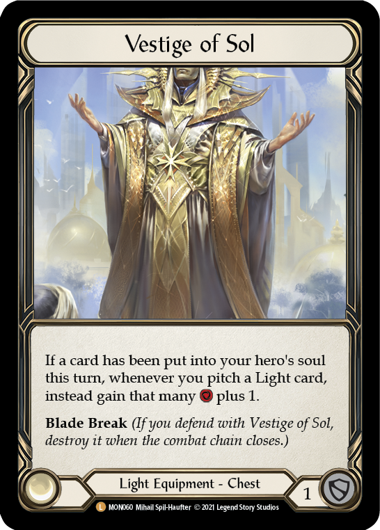 Vestige of Sol (Cold Foil) [MON060-CF] 1st Edition Cold Foil - Devastation Store | Devastation Store