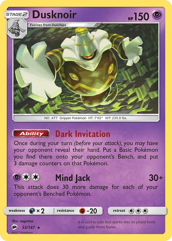 Dusknoir (53/147) (Theme Deck Exclusive) [Sun & Moon: Burning Shadows] | Devastation Store