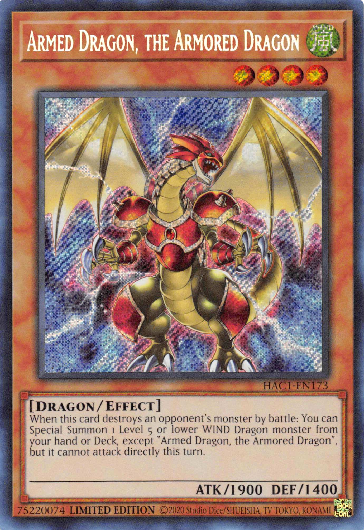 Armed Dragon, the Armored Dragon [HAC1-EN173] Secret Rare | Devastation Store