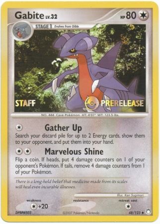 Gabite (48/123) (Staff Prerelease Promo) [Diamond & Pearl: Black Star Promos] | Devastation Store