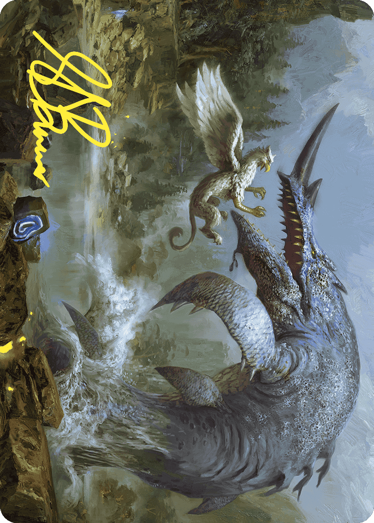 Horned Loch-Whale Art Card (Gold-Stamped Signature) [Wilds of Eldraine Art Series] | Devastation Store