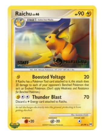 Raichu (27/99) (Staff Prerelease Promo) [Nintendo: Black Star Promos] | Devastation Store