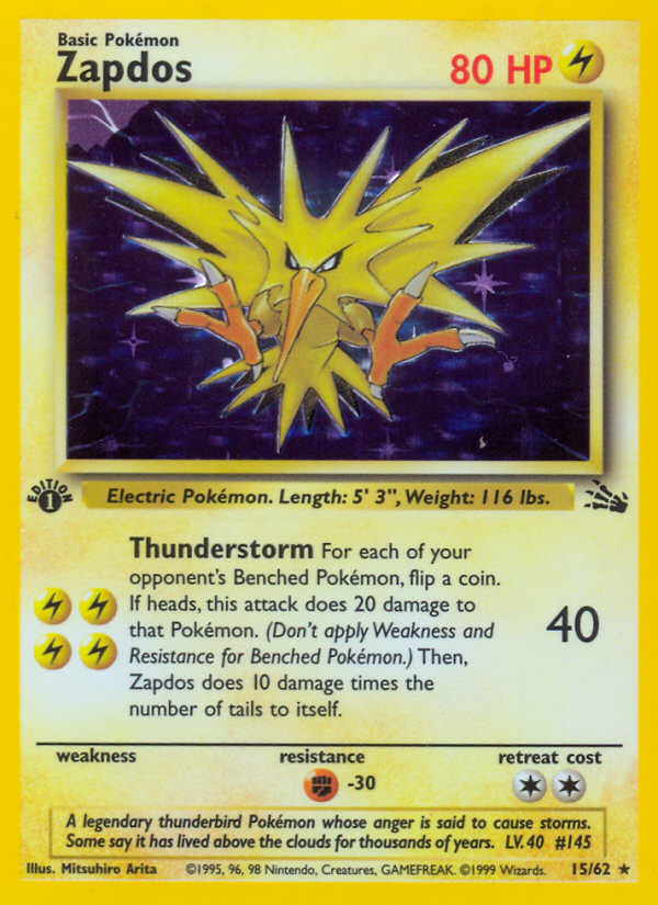 Zapdos (15/62) [Fossil 1st Edition] | Devastation Store