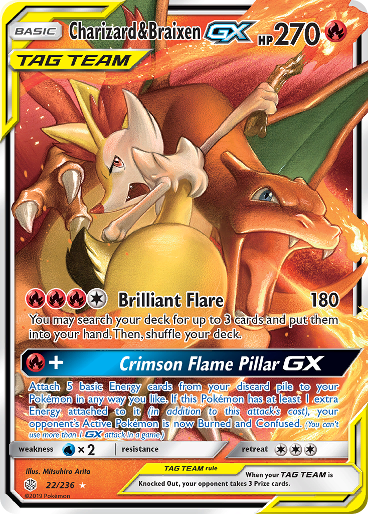 Charizard & Braixen GX (22/236) [Sun & Moon: Cosmic Eclipse] | Devastation Store