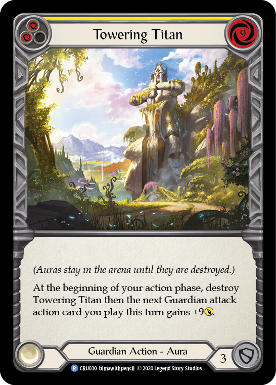 Towering Titan (Yellow) [CRU030] 1st Edition Rainbow Foil - Devastation Store | Devastation Store