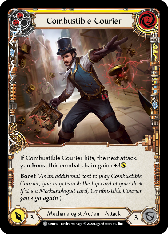 Combustible Courier (Yellow) [CRU110] 1st Edition Normal - Devastation Store | Devastation Store