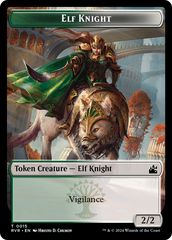 Elf Knight // Rhino Double-Sided Token [Ravnica Remastered Tokens] | Devastation Store