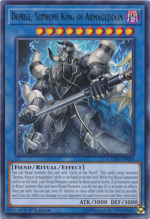 Demise, Supreme King of Armageddon [CYHO-EN030] Rare | Devastation Store