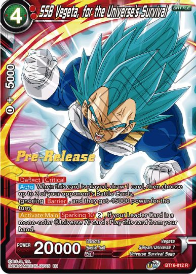 SSB Vegeta, for the Universe's Survival (BT16-012) [Realm of the Gods Prerelease Promos] | Devastation Store