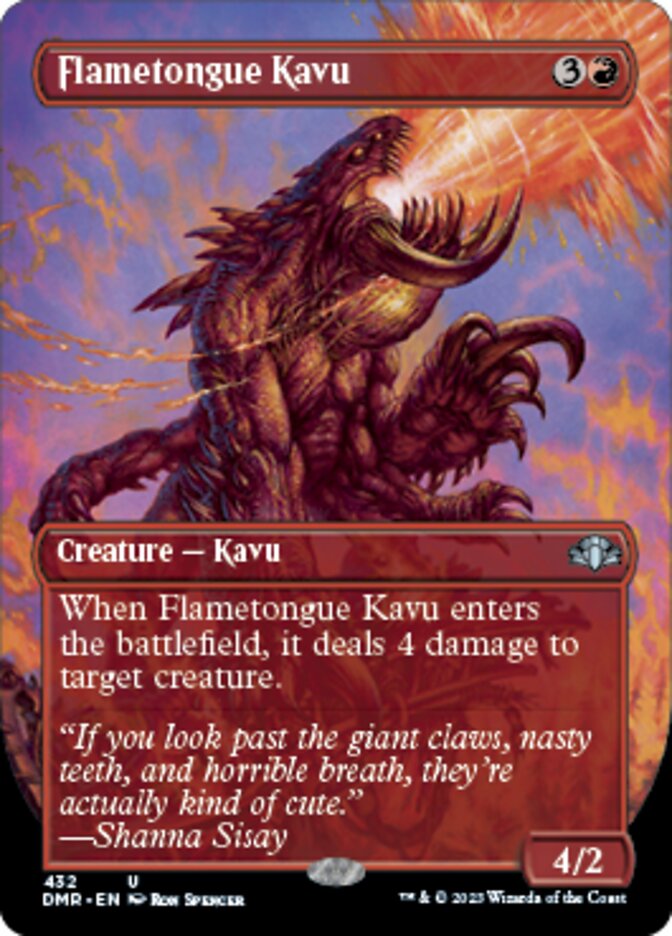 Flametongue Kavu (Borderless Alternate Art) [Dominaria Remastered] | Devastation Store