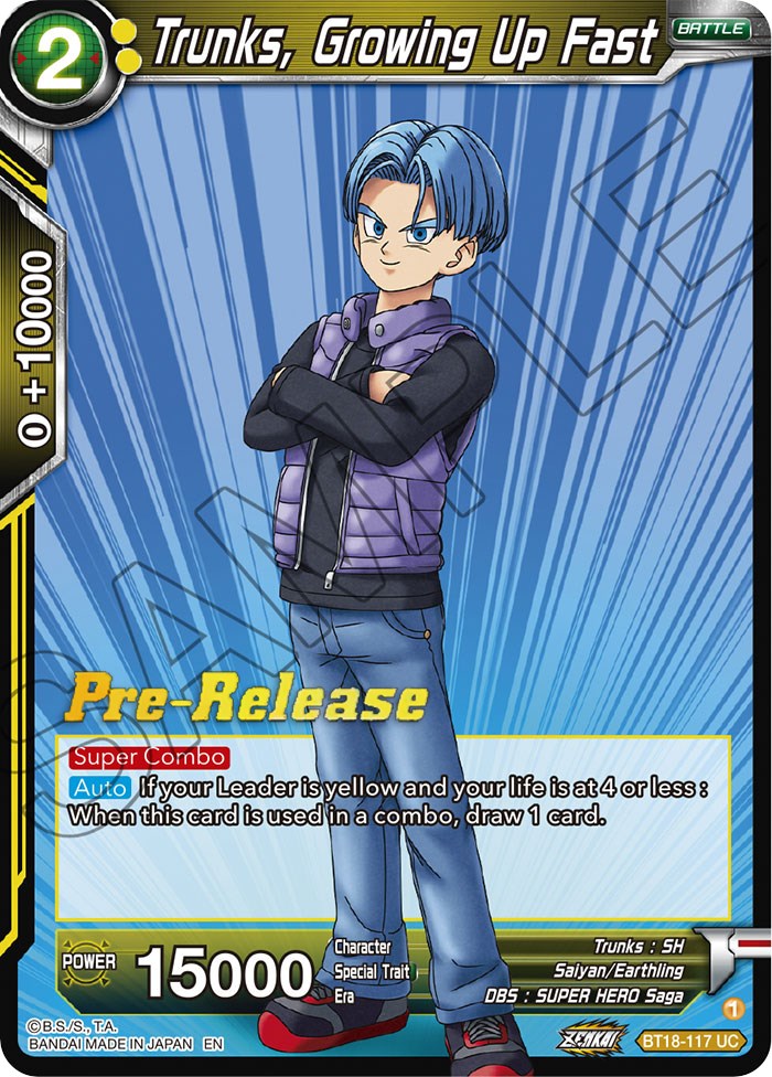 Trunks, Growing Up Fast (BT18-117) [Dawn of the Z-Legends Prerelease Promos] | Devastation Store