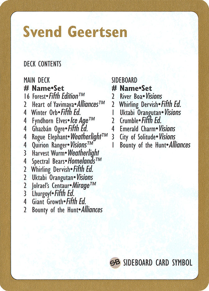 Svend Geertsen Decklist [World Championship Decks 1997] | Devastation Store