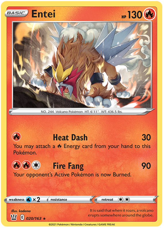 Entei (020/163) [Sword & Shield: Battle Styles] | Devastation Store