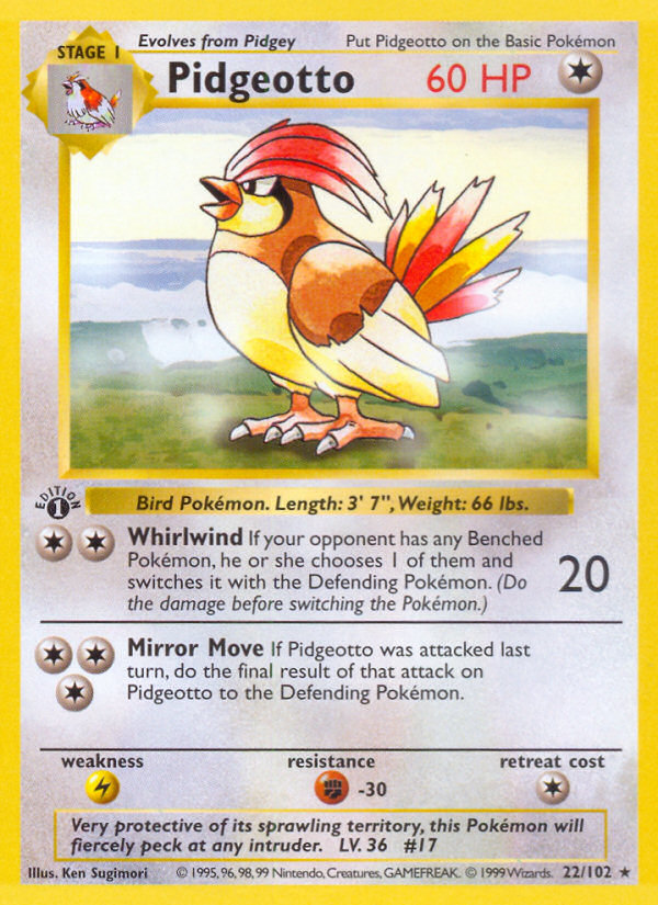 Pidgeotto (22/102) (Shadowless) [Base Set 1st Edition] | Devastation Store