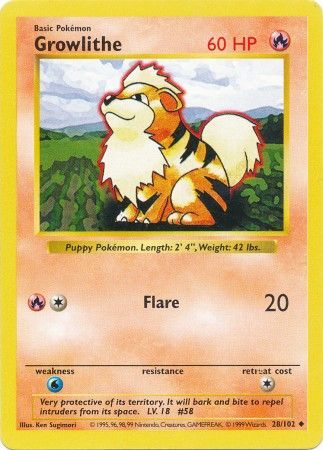 Growlithe (28/102) [Base Set Shadowless Unlimited] | Devastation Store