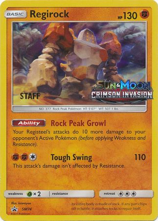 Regirock (SM74) (Staff Prerelease Promo) [Sun & Moon: Black Star Promos] | Devastation Store