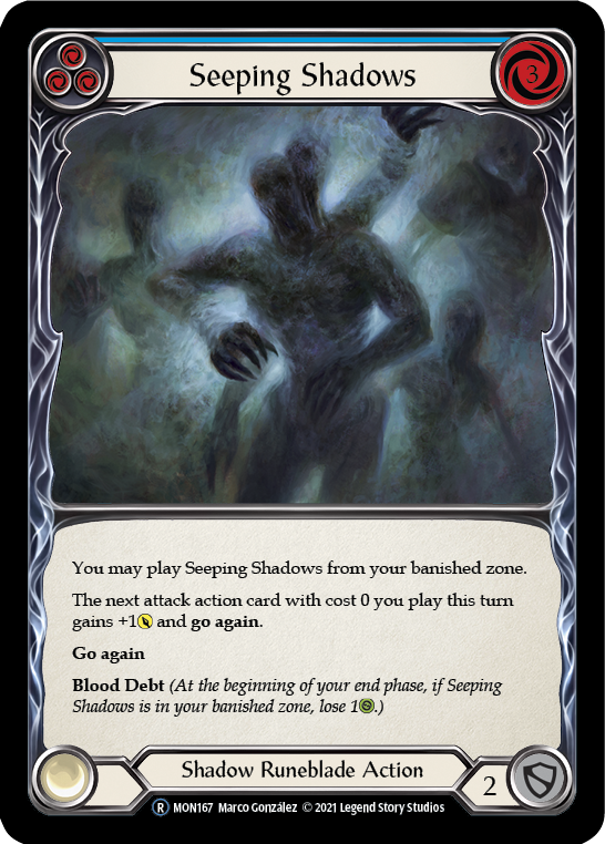 Seeping Shadows (Blue) (Rainbow Foil) [U-MON167-RF] Unlimited Edition Rainbow Foil | Devastation Store