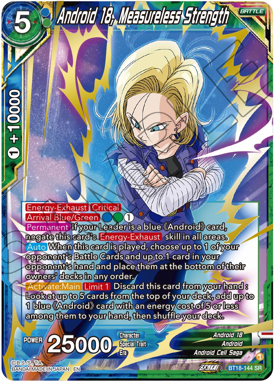 Android 18, Measureless Strength (BT18-144) [Dawn of the Z-Legends] | Devastation Store