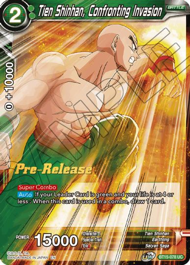 Tien Shinhan, Confronting Invasion (BT15-078) [Saiyan Showdown Prerelease Promos] | Devastation Store