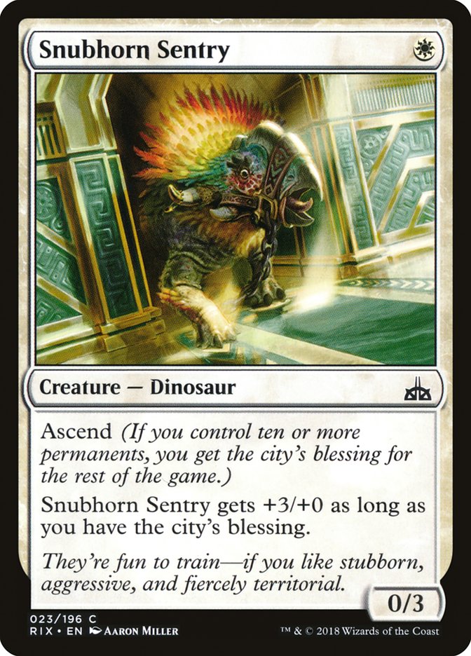 Snubhorn Sentry [Rivals of Ixalan] - Devastation Store | Devastation Store