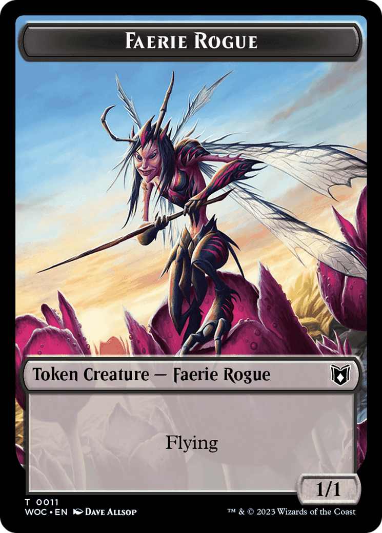 Faerie Rogue // Pirate (0011) Double-Sided Token [Wilds of Eldraine Commander Tokens] | Devastation Store