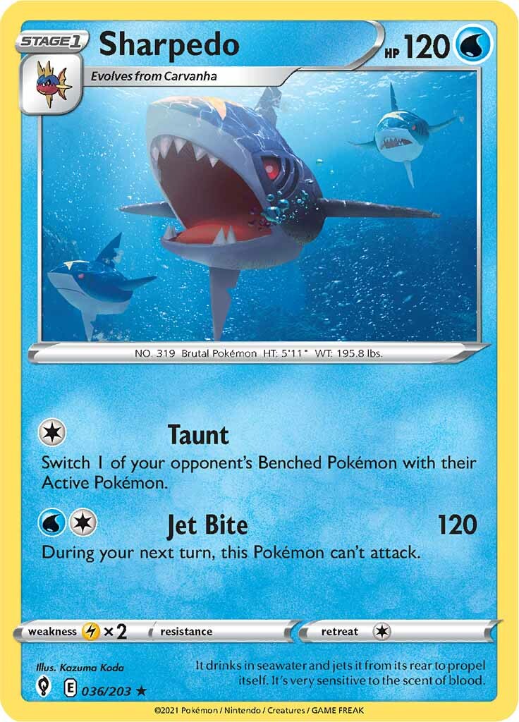 Sharpedo (036/203) [Sword & Shield: Evolving Skies] | Devastation Store