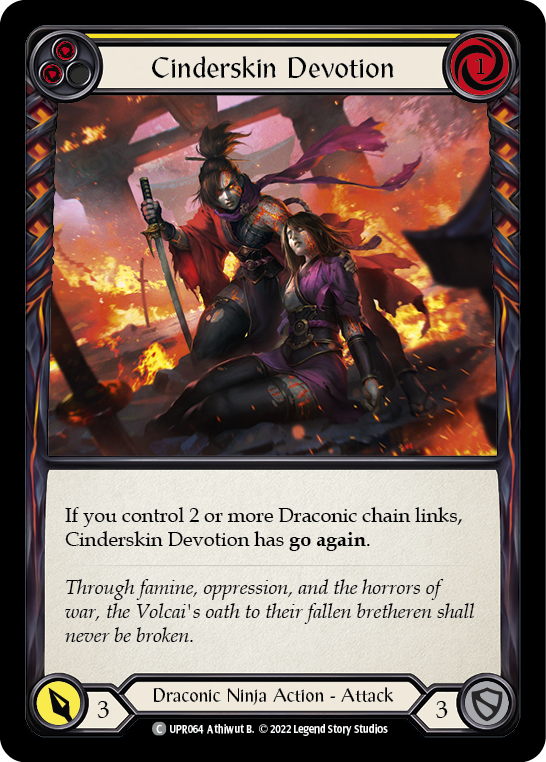 Cinderskin Devotion (Yellow) [UPR064] (Uprising)  Rainbow Foil | Devastation Store