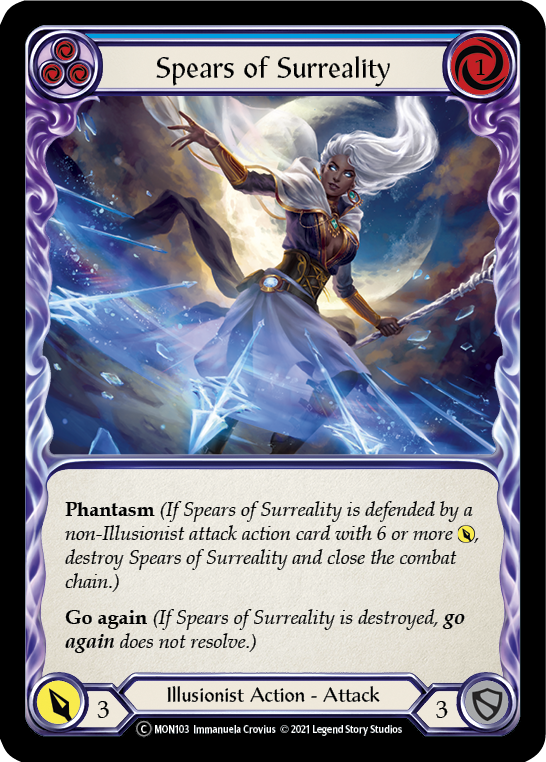 Spears of Surreality (Blue) (Rainbow Foil) [U-MON103-RF] Unlimited Edition Rainbow Foil | Devastation Store