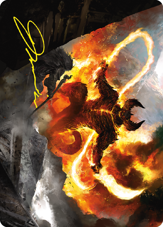 The Balrog, Flame of Udun Art Card (Gold-Stamped Signature) [The Lord of the Rings: Tales of Middle-earth Art Series] | Devastation Store