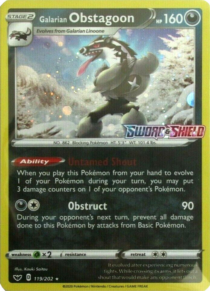 Galarian Obstagoon (119/202) (Cosmos Holo) [Sword & Shield: Base Set] | Devastation Store