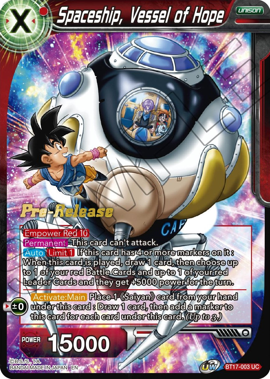 Spaceship, Vessel of Hope (BT17-003) [Ultimate Squad Prerelease Promos] | Devastation Store