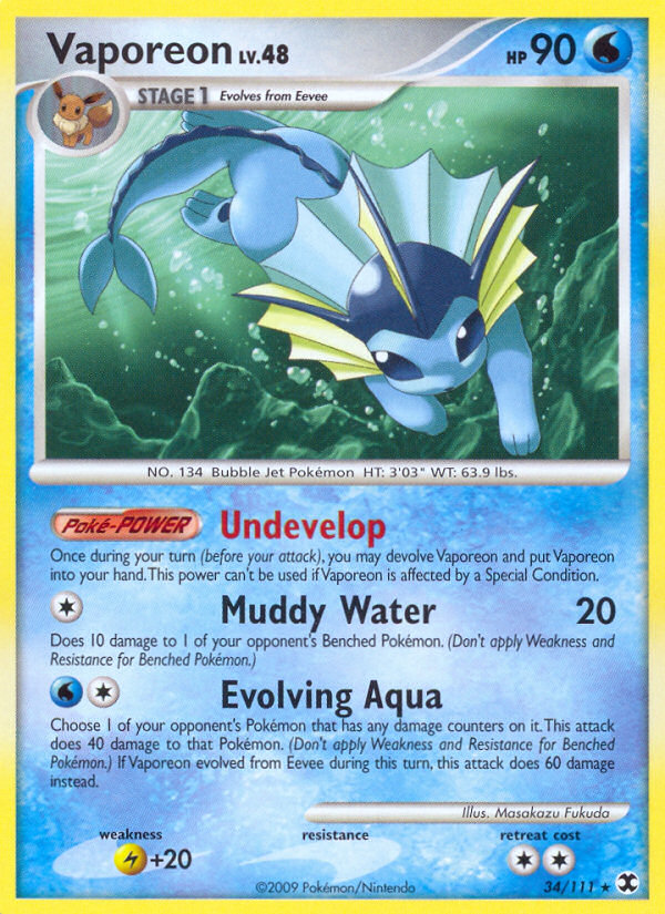 Vaporeon (34/111) [Platinum: Rising Rivals] | Devastation Store