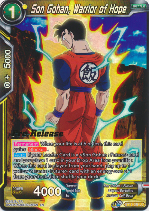 Son Gohan, Warrior of Hope (BT13-099) [Supreme Rivalry Prerelease Promos] | Devastation Store